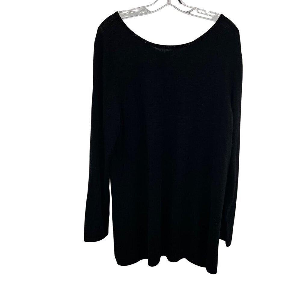 J. Jill Women's Wool Blend Pullover Sweater Long Sleeve Black Beaded Neck XL